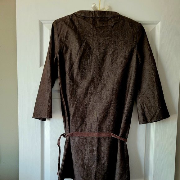 Abase Women's Tunic Shirt Lace Up * Khaki * 59% Cotton 3/4 * Bell Sleeve * Small - Picture 5 of 10